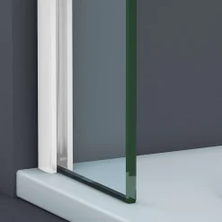 Superban Paroi de baignoire fixe en verre sécurité transparent ép 6mm anti calcaire, L100 x H147 cm, blanc mat, Mont Blanc CC