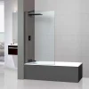 Superban Paroi de baignoire fixe en verre sécurité transparent ép 8mm anti calcaire, L110 x H147 cm, noir mat, Mont Blanc CC* Pare-Baignoire