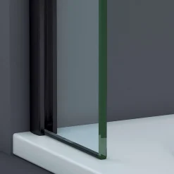 Superban Paroi de baignoire fixe en verre sécurité transparent ép 8mm anti calcaire, L110 x H147 cm, noir mat, Mont Blanc CC* Pare-Baignoire