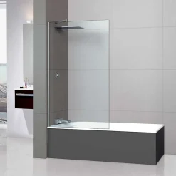 Superban Paroi de baignoire fixe en verre sécurité transparent ép 6mm anti calcaire, L100 x H147 cm, chrome, Mont Blanc CC