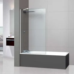Superban Paroi de baignoire fixe en verre sécurité transparent ép 6mm anti calcaire, L110 x H147 cm, blanc brillant, Mont Blanc CC