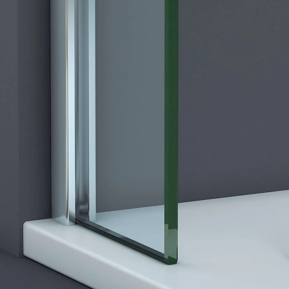 Superban Paroi de baignoire fixe en verre sécurité transparent ép 6mm anti calcaire, L120 x H147 cm, chrome, Mont Blanc CC* Pare-Baignoire