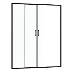 Galedo Paroi de douche à double porte coulissante 160 x 200 cm, profilé noir mat laqué, Factory