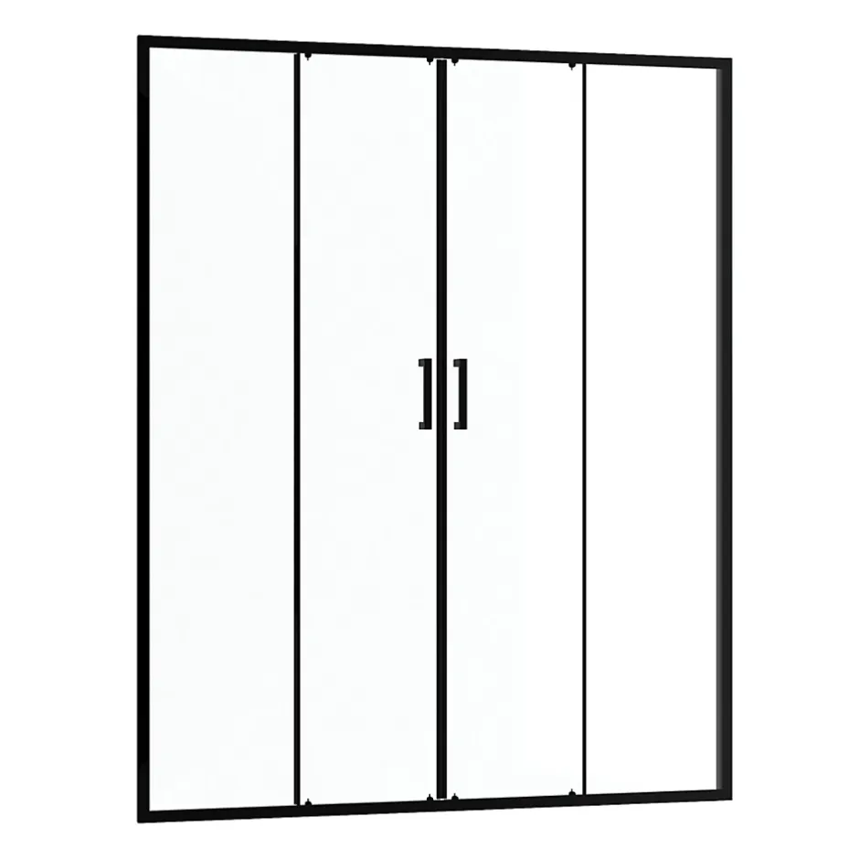 Galedo Paroi de douche à double porte coulissante 160 x 200 cm, profilé noir mat laqué, Factory