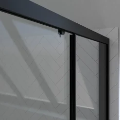 Galedo Paroi de douche à double porte coulissante 160 x 200 cm, profilé noir mat laqué, Factory