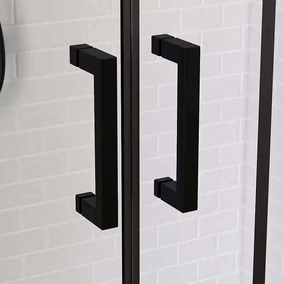 Galedo Paroi de douche à double porte coulissante 160 x 200 cm, profilé noir mat laqué, Factory