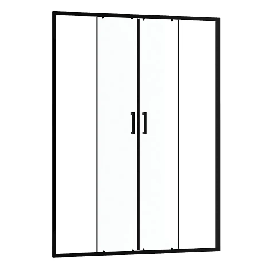 Galedo Paroi de douche à double porte coulissante 140 x 200 cm, profilé noir mat laqué, Factory