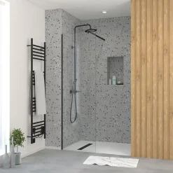 Paroi de douche à l'italienne H.195 x l.60 cm, ép. 5 mm, profilé noir, Galedo Essentiel