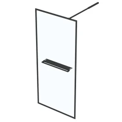 Paroi de douche à l'italienne avec porte-serviettes H.200 x l.90 cm, ép. 6 mm, profilé noir, Galedo Edge