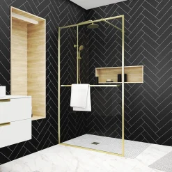 Paroi de douche à l'italienne fixe 120 x 200 cm, doré brossé, Galedo Golden Edge* Paroi De Douche