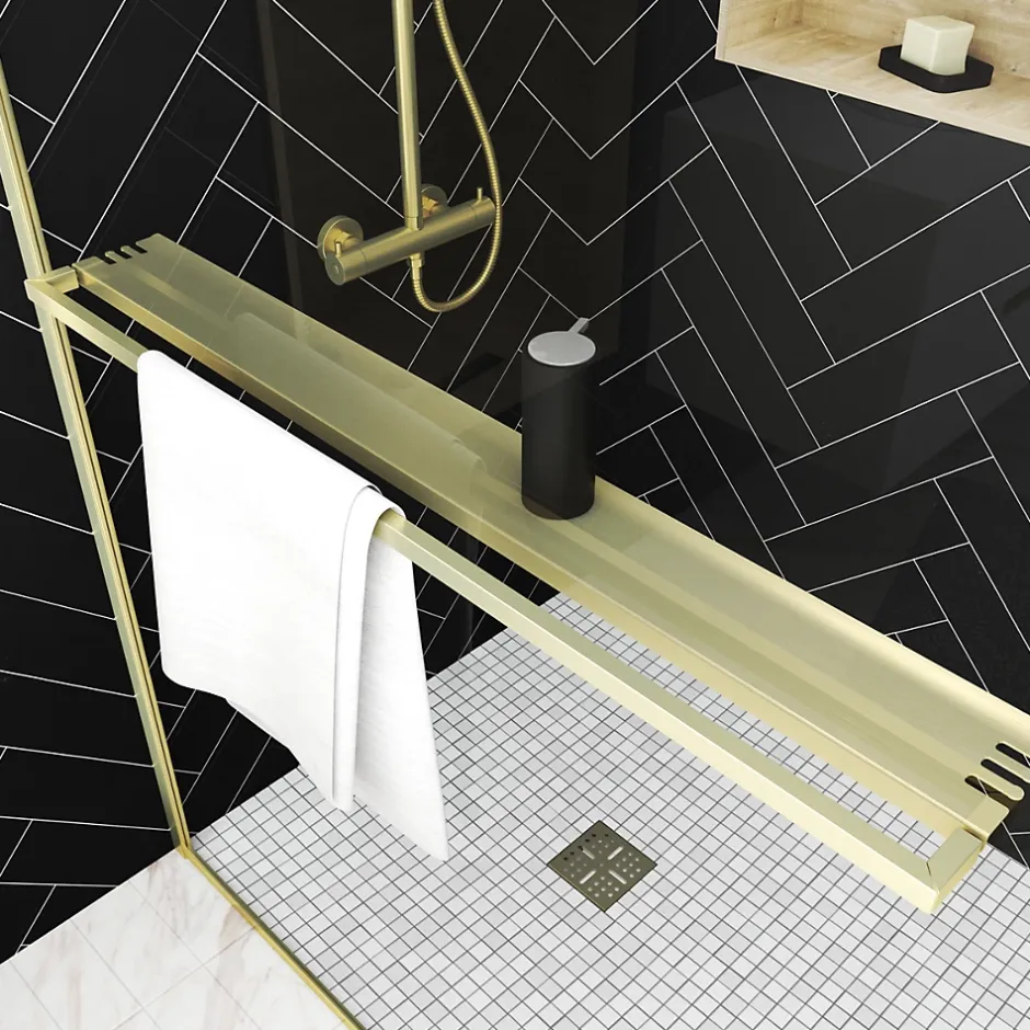 Paroi de douche à l'italienne fixe 120 x 200 cm, doré brossé, Galedo Golden Edge* Paroi De Douche