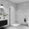 AICA Sanitaire Paroi de douche à l'italienne pivotante mural - 8 mm verre anticalcaire, alu chromé - 35x200 cm