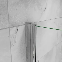 AICA Sanitaire Paroi de douche à l'italienne pivotante mural - 8 mm verre anticalcaire, alu chromé - 35x200 cm
