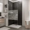 Paroi de douche à l'italienne l.120xH.190cm, Walk In, verre transparent anticalcaire 6mm, décor Galets chromés, profilé chromé, Schulte NewStyle