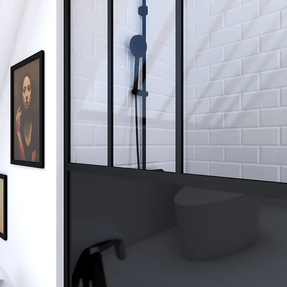 Paroi de douche à l'italienne Galedo Black Indus transparent 90cm
