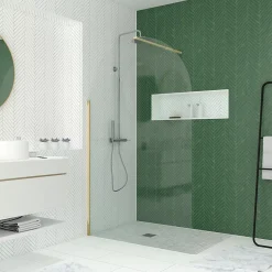 Paroi de douche à l'italienne H.200 x 120 cm, ép. 6 mm, profilé doré, Galedo Arcade