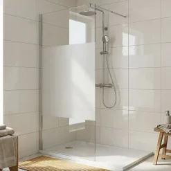 Paroi de douche à l'italienne Cooke & Lewis Onega sérigraphié 90 cm* Paroi De Douche
