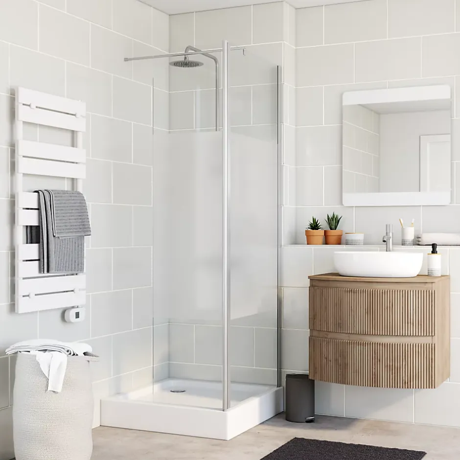 Paroi de douche à l'italienne et volet Cooke & Lewis Onega sérigraphié 80 + 45 cm