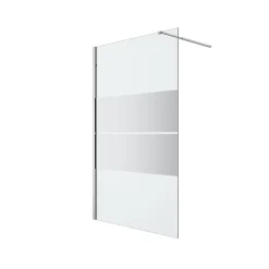 Paroi de douche à l'italienne fixe l.120 x H.195 cm, bandes miroir, profilés alu chrome, GoodHome Ledava* Paroi De Douche