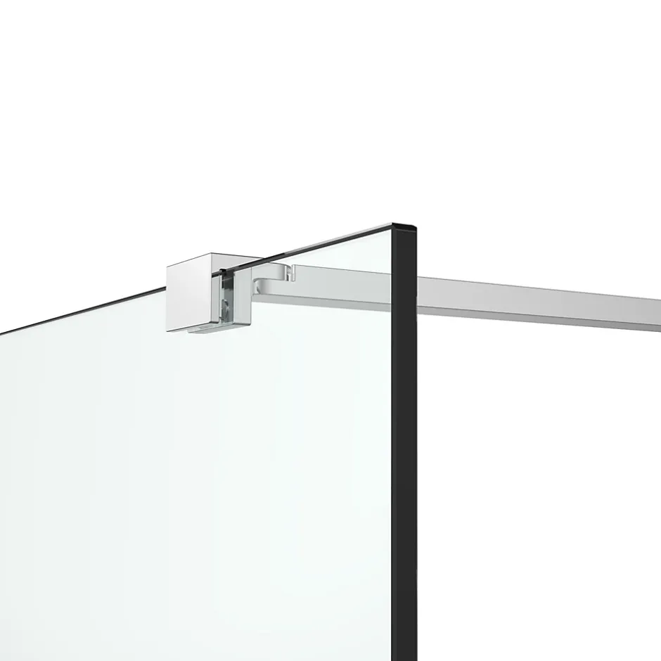 Paroi de douche à l'italienne fixe l.120 x H.195 cm, bandes miroir, profilés alu chrome, GoodHome Ledava* Paroi De Douche