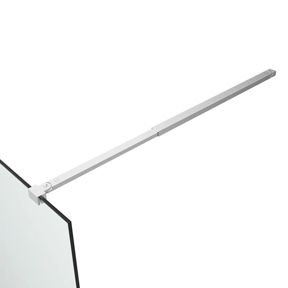 Paroi de douche à l'italienne fixe l.120 x H.195 cm, bandes miroir, profilés alu chrome, GoodHome Ledava* Paroi De Douche