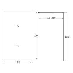 Paroi de douche à l'italienne fixe l.120 x H.195 cm, bandes miroir, profilés alu chrome, GoodHome Ledava* Paroi De Douche