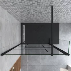AICA Sanitaire Paroi de douche à l'italienne 70x200cm avec volet pivotant 40cm - 8mm verre anticalcaire - barre de fixation carrée 140cm* Paroi De Douche