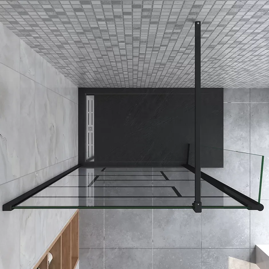 AICA Sanitaire Paroi de douche à l'italienne 70x200cm avec volet pivotant 40cm - 8mm verre anticalcaire - barre de fixation carrée 140cm* Paroi De Douche