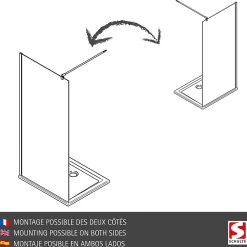 Paroi de douche à l'italienne l.120 x H.200 cm, Walk In, verre transparent anticalcaire, profilé chromé, Schulte Masterclass Espace 8 T* Paroi De Douche