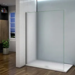 AICA Sanitaire Paroi de douche à l'italienne dépolie - Profilé en alu chromé - paroi fixe sablé - 8mm verre anticalcaire - 120x200cm
