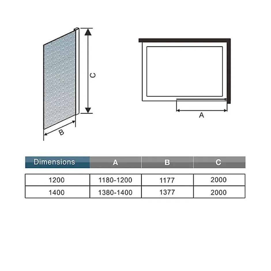 AICA Sanitaire Paroi de douche à l'italienne dépolie - Profilé en alu chromé - paroi fixe sablé - 8mm verre anticalcaire - 120x200cm