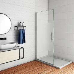 AICA Sanitaire Paroi de douche à l'italienne pivotante 75x180cm - 6mm verre anticalcaire - profilé Chrome - centre dépoli* Paroi De Douche