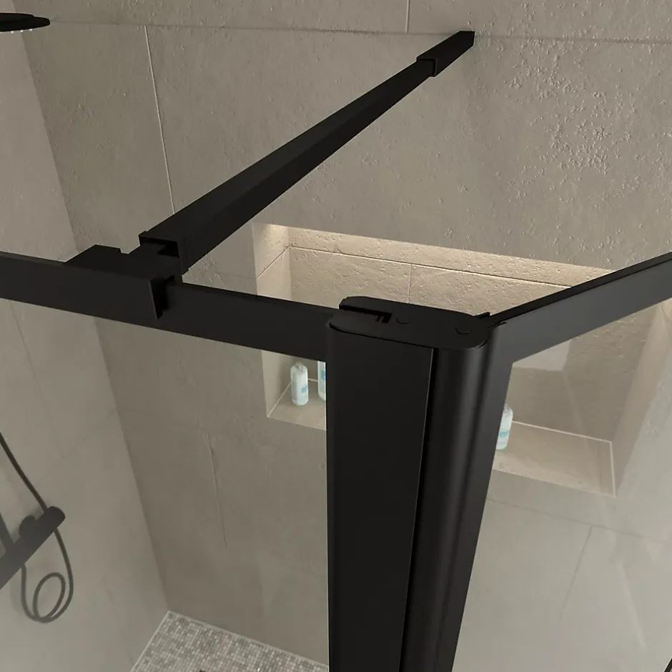 Paroi de douche à l'italienne et volet noir Galedo Dark Edge transparent 90+40cm