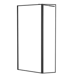 Paroi de douche à l'italienne et volet noir Galedo Dark Edge transparent 90+40cm