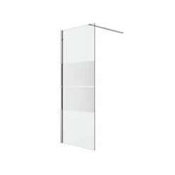 Paroi de douche à l'italienne fixe l.80 x H.195 cm, bandes miroir, profilés alu chrome, GoodHome Ledava