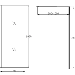 Paroi de douche à l'italienne fixe l.80 x H.195 cm, bandes miroir, profilés alu chrome, GoodHome Ledava