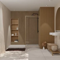 Paroi de douche à l'italienne l.90 x H.200 cm profilés effet bois, Galedo Wood Edge* Paroi De Douche
