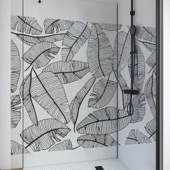Paroi de douche à l'italienne noir Galedo Jungle sérigraphié 120cm