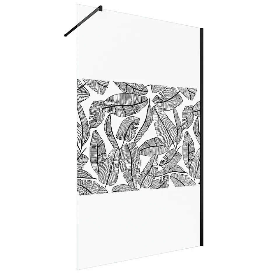 Paroi de douche à l'italienne noir Galedo Jungle sérigraphié 120cm