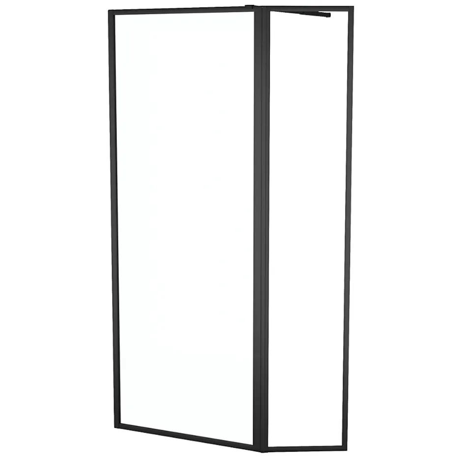 Paroi de douche à l'italienne fixe + volet pivotant 80+40 x 200 cm, noir mat, Galedo Dark Edge Shelf
