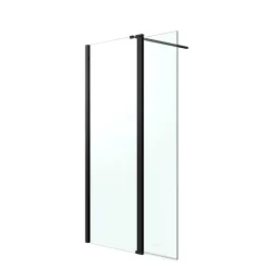 Paroi de douche à l'italienne fixe avec volet l.80+45 x H.195 cm, verre transparent, profilés alu noir, GoodHome Ledava* Paroi De Douche
