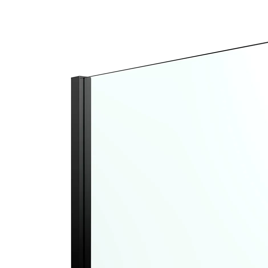 Paroi de douche à l'italienne fixe avec volet l.80+45 x H.195 cm, verre transparent, profilés alu noir, GoodHome Ledava* Paroi De Douche