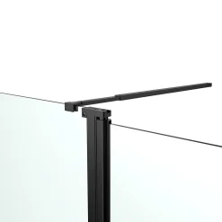 Paroi de douche à l'italienne fixe avec volet l.80+45 x H.195 cm, verre transparent, profilés alu noir, GoodHome Ledava* Paroi De Douche