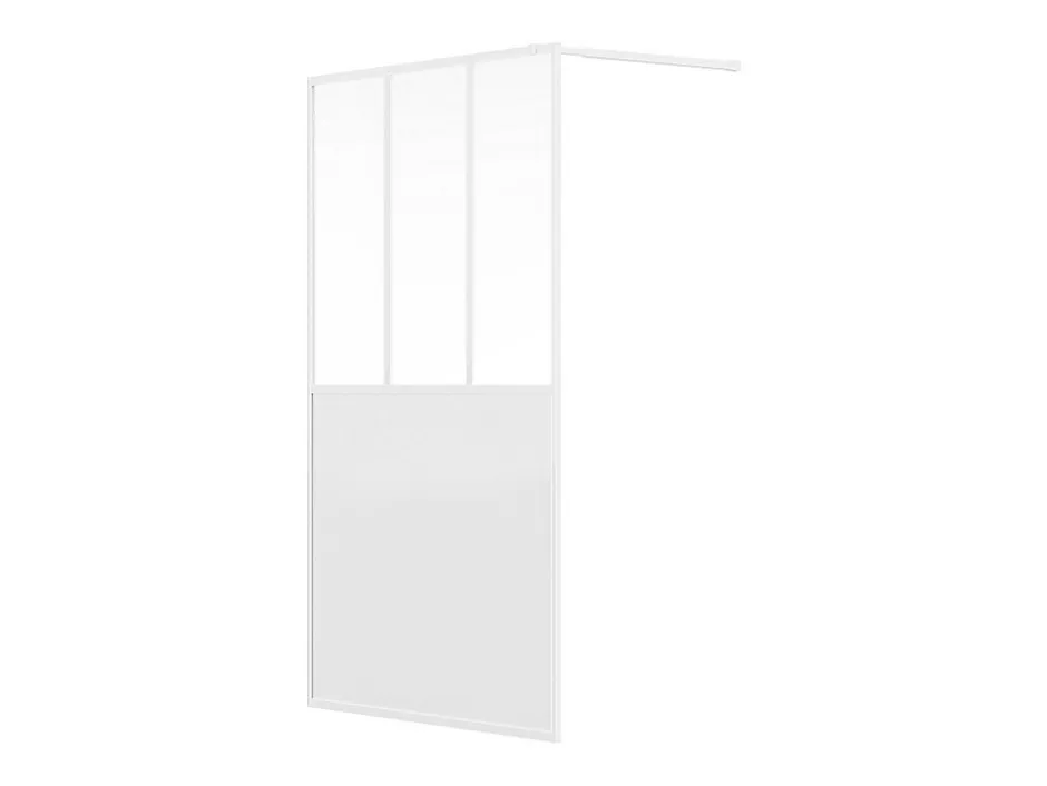 Vente-unique Paroi de douche à l'italienne style atelier - Blanc mat - 120 x 200 cm - URBANIK* Paroi De Douche
