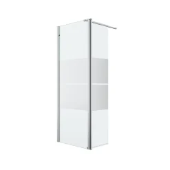 Paroi de douche à l'italienne fixe avec volet l.80+45 x H.195 cm, bandes miroir, profilés alu chrome, GoodHome Ledava* Paroi De Douche