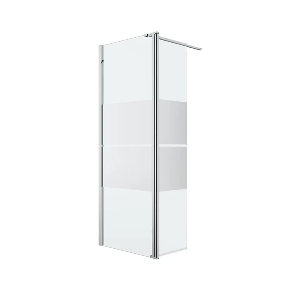 Paroi de douche à l'italienne fixe avec volet l.80+45 x H.195 cm, bandes miroir, profilés alu chrome, GoodHome Ledava* Paroi De Douche