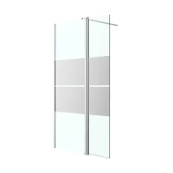 Paroi de douche à l'italienne fixe avec volet l.80+45 x H.195 cm, bandes miroir, profilés alu chrome, GoodHome Ledava* Paroi De Douche