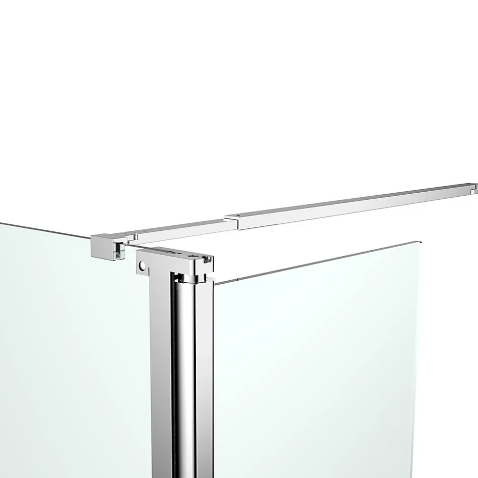 Paroi de douche à l'italienne fixe avec volet l.80+45 x H.195 cm, bandes miroir, profilés alu chrome, GoodHome Ledava* Paroi De Douche
