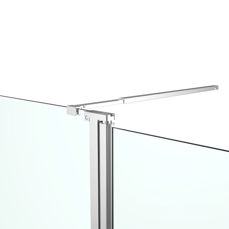 Paroi de douche à l'italienne fixe avec volet l.80+45 x H.195 cm, bandes miroir, profilés alu chrome, GoodHome Ledava* Paroi De Douche