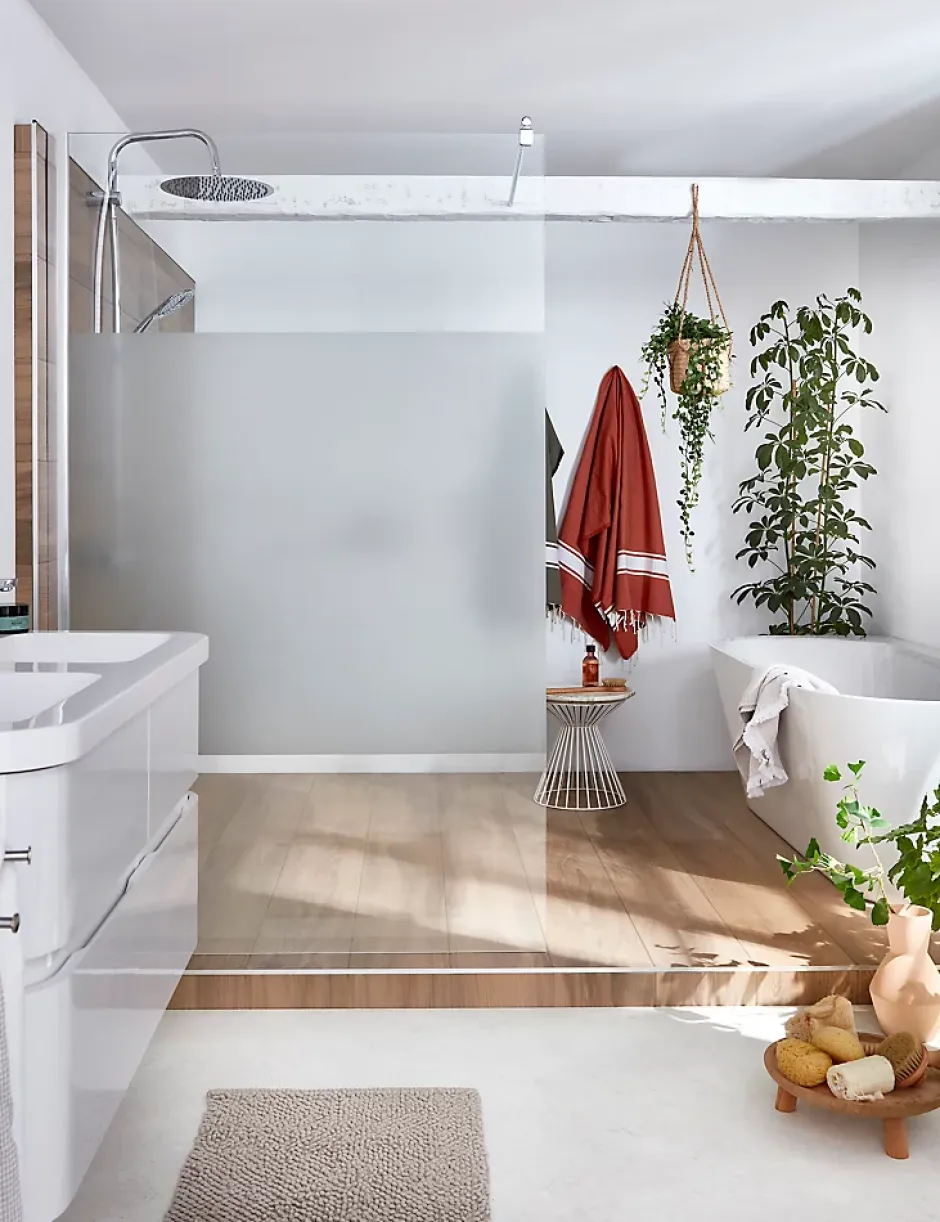 Paroi de douche à l'italienne Cooke & Lewis Onega sérigraphiée 120 cm